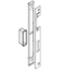 Black and white line drawing of a door handle mechanism on a white background